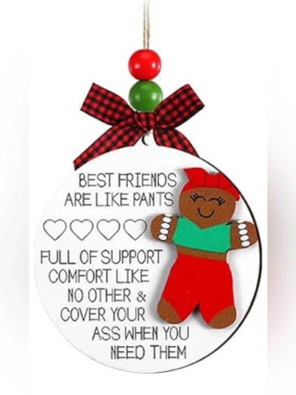 FunnyBest Friend Christmas Hanging Ornament 2026 Wooden -New - Choose 1